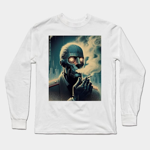 vintage robot smoking Long Sleeve T-Shirt by Anthony88